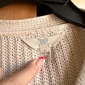 White button up sweater